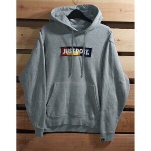 Vtg 2000s Nike Just Do It Embroidered Logo Hoodie Sweatshirt Gray Sz Medium Wear
